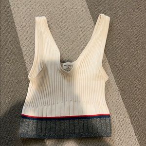 White cropped tank with detailing on bottom